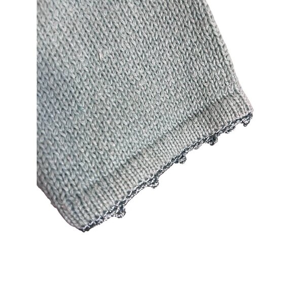 Vintage Knit Sweater L Green Patchwork Embroidery Retro Boho Classic Preppy 80s - Picture 12 of 16